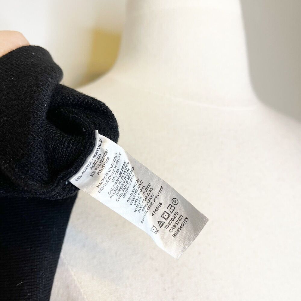 Ann Taylor LOFT Outlet Size Small Dress Black Knit Shift Bell Sleeve‎ Boat Neck - Picture 8 of 8